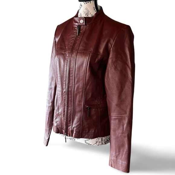 Y2K Marie Claire Moto Red Genuine Leather Jacket Size M - Picture 3 of 6